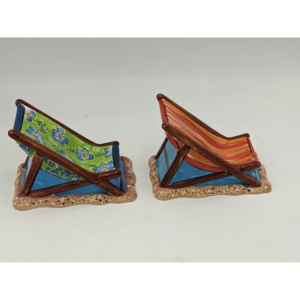 Beach Chairs Shakers Clay Art Salt and Pepper Shakers Ceramic China - Picture 4 of 9